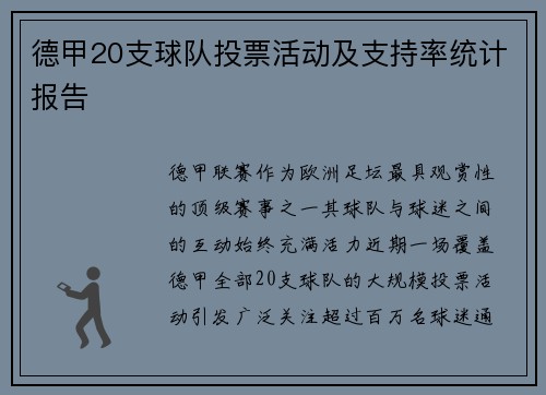 德甲20支球队投票活动及支持率统计报告